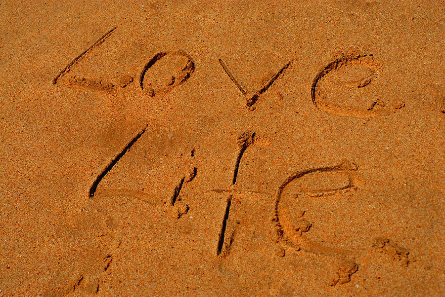 Love Life written in Sand Photograph by Lyn Holly Coorg