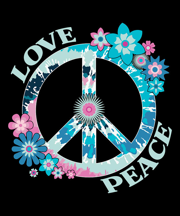 Love Peace symbol tie dye Flower design Digital Art by Licensed art ...