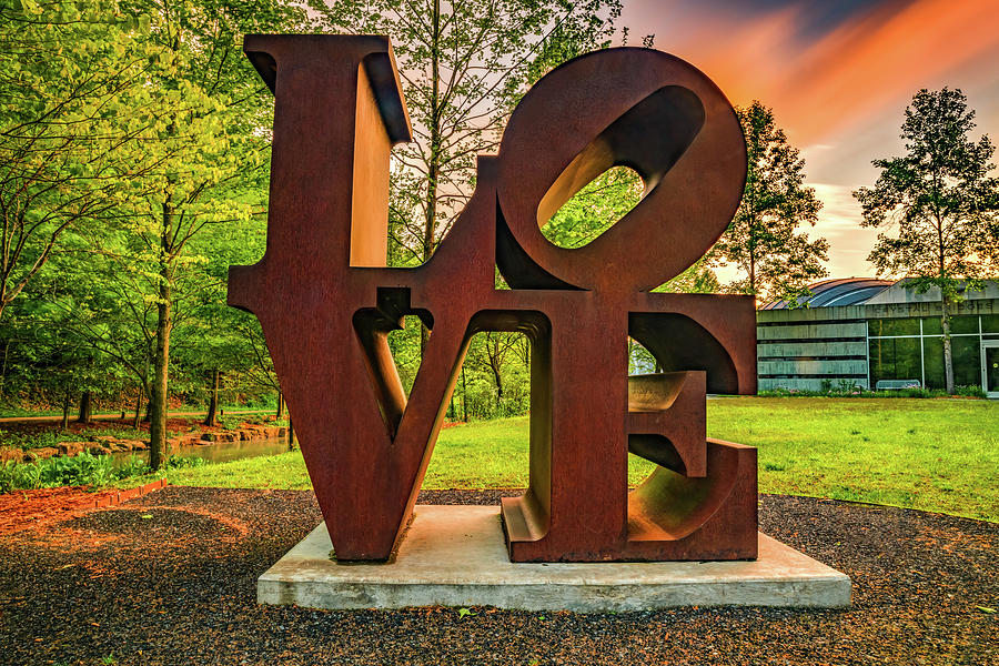 Crystal Bridges Photograph - Love Sculpture at Sunrise by Gregory Ballos