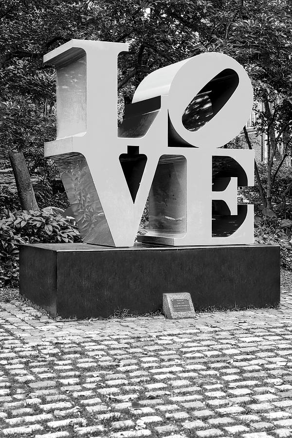 Love Sculpture U-Penn BW Photograph by Susan Candelario