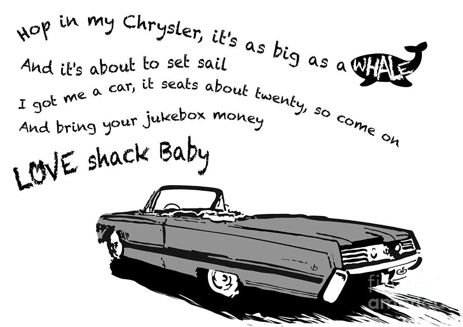 Love Shack Whale Classic Chrysler car, catchy song, funky design - Battleship Grey Edition Digital Art by Moospeed Art Love Shack Whale Classic Chrysler car, catchy song, funky design - Battleship Grey Edition Digital Art by Moospeed Art