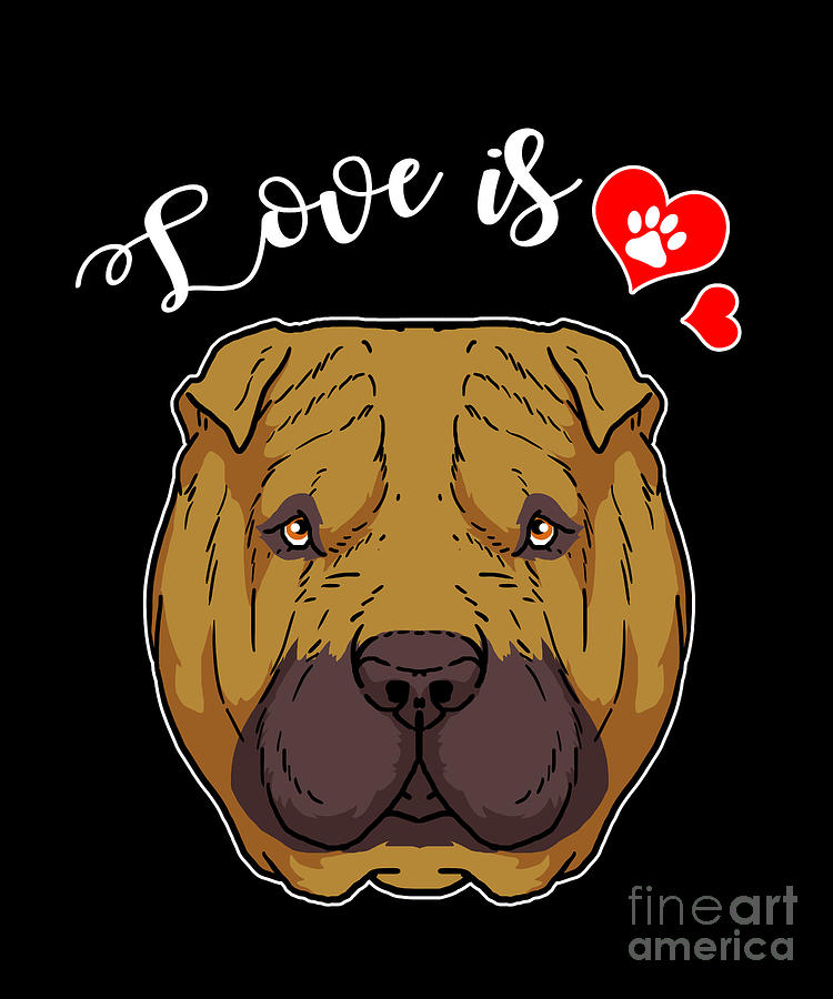 Love SharPei Dog Owner Shar Pei Paw Heart Gift Digital Art