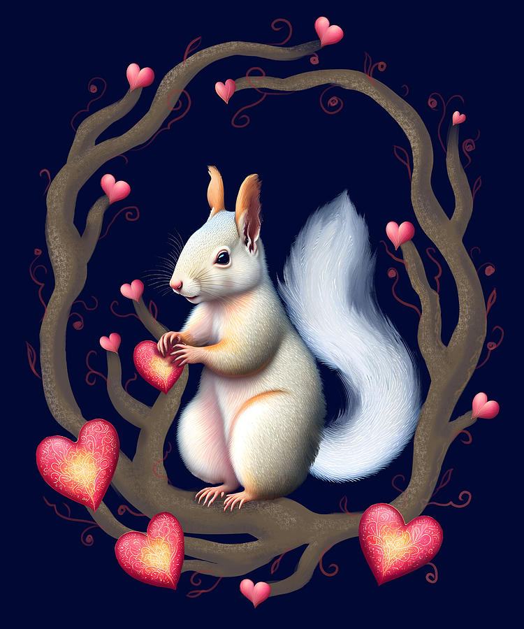 Love Squirrel Digital Art by Jindra Noewi