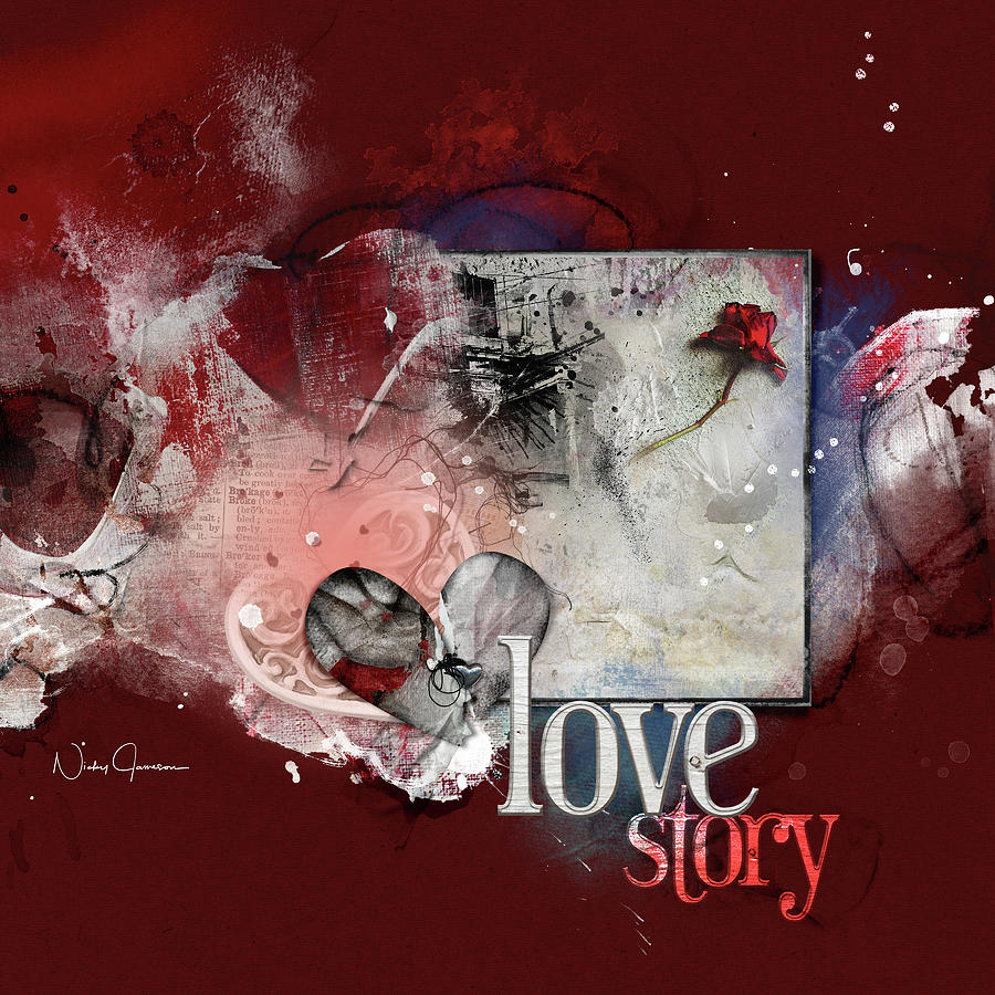 Love Story- Concrete Rose Digital Art by Nicky Jameson