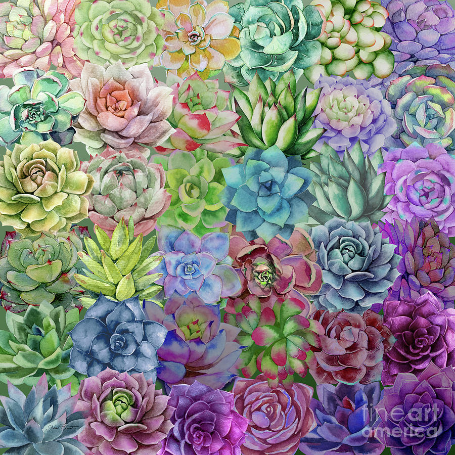 Flowers Still Life Painting - Love Succulents by Jean Plout