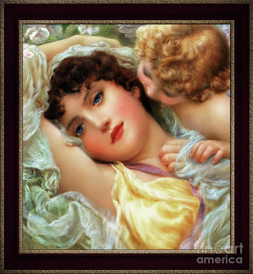 Love Whispers by Norman Prescott-Davies Vintage Art Xzendor7 Old Masters Reproductions Painting by Rolando Burbon