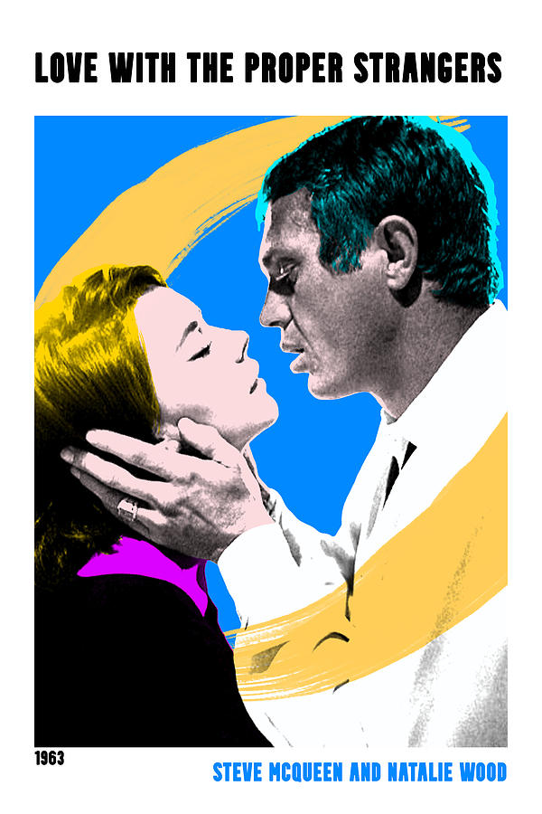 Steve Mcqueen Mixed Media - Love With the Proper Stranger, 1963, movie poster, with synopsis by Movie World Posters