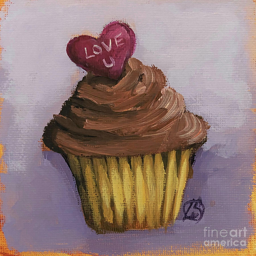 Love You Cupcake Painting by Lucia Stewart