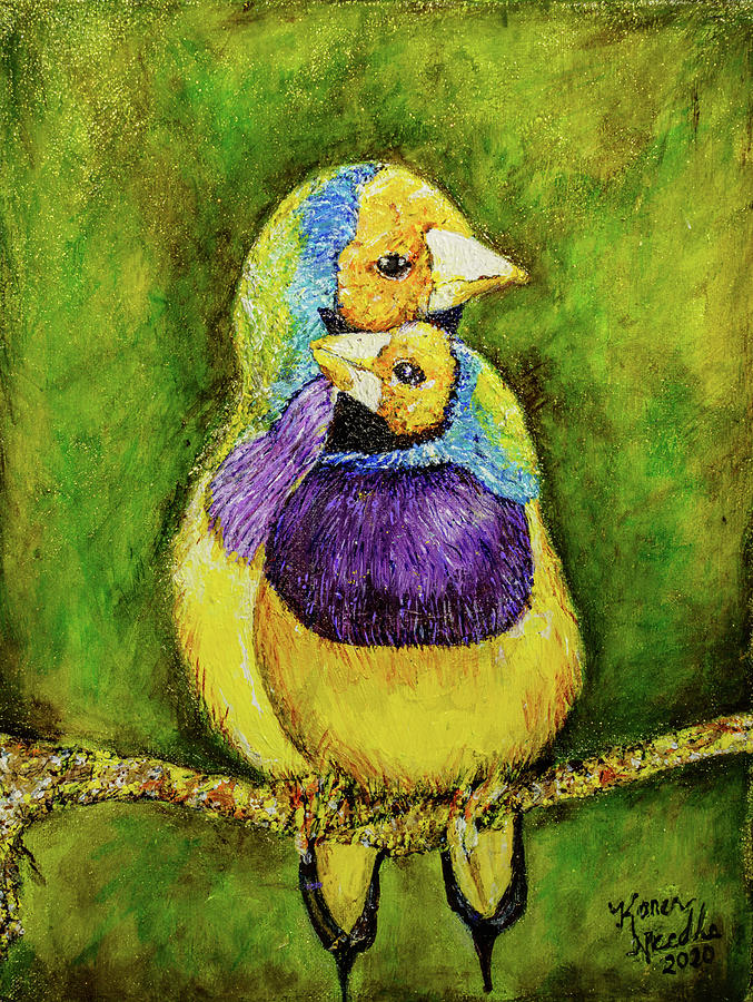 Lovebirds Painting by Karen Needle