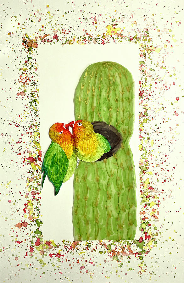 Lovebirds Painting - Lovebirds by Kim Cook Lovebirds Painting - Lovebirds by Kim Cook