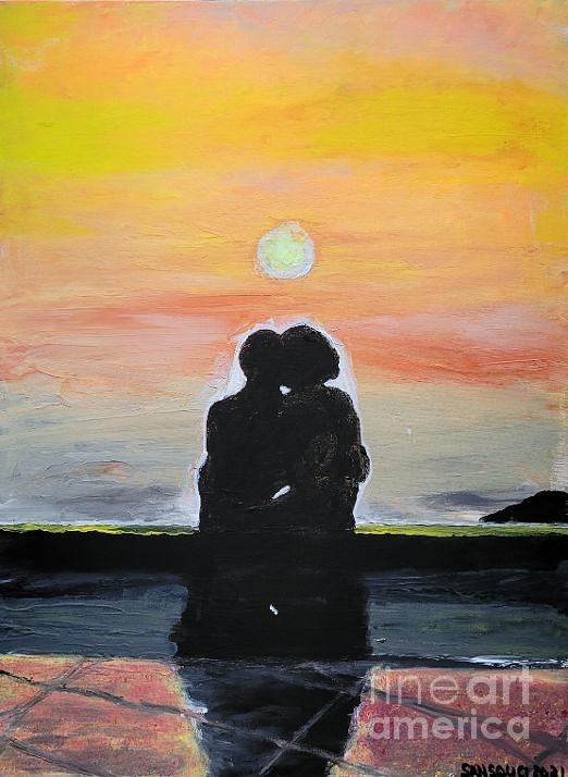 Lovebirds on Vero Beach Painting by Mark SanSouci