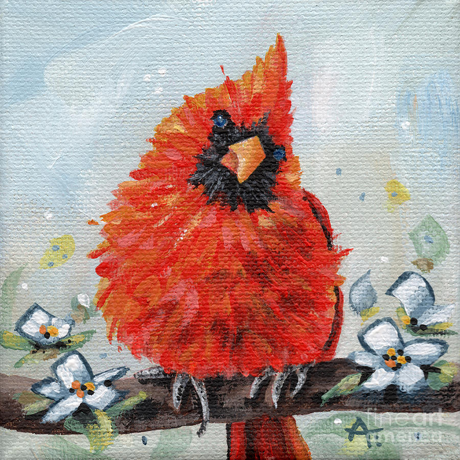 Loved One Near - Cardinal Painting Painting by Annie Troe