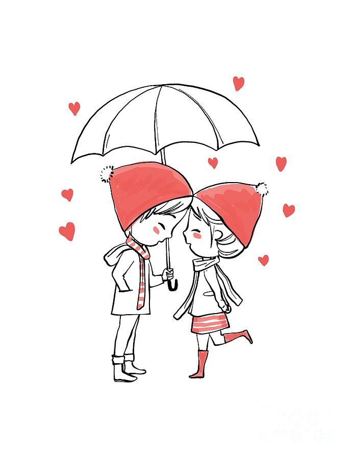 Lovely Cute Couples under the Umbrella by Mohomed