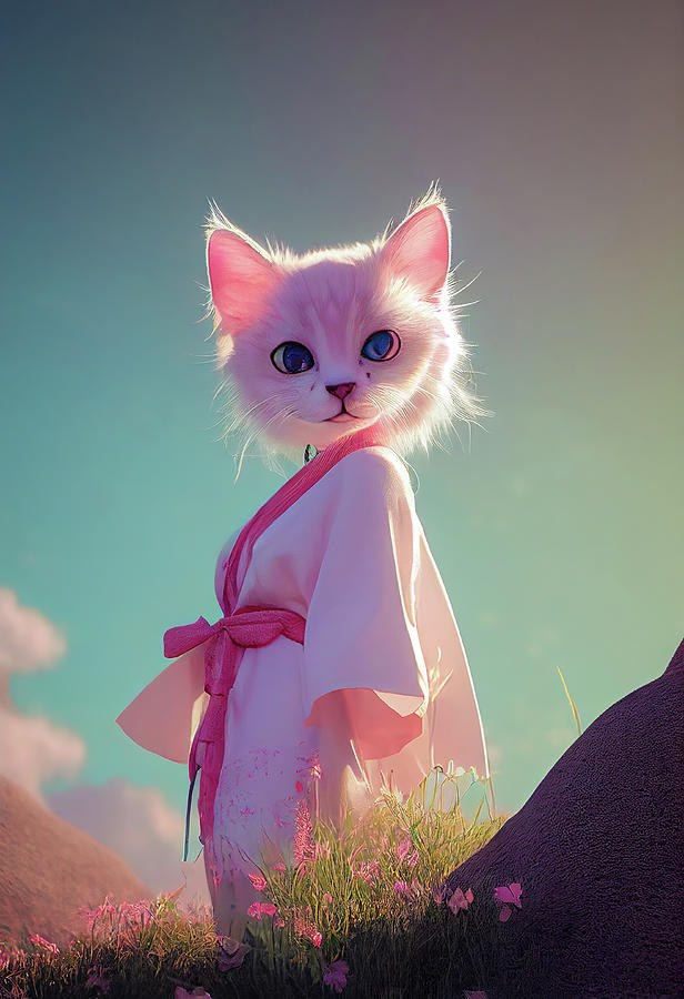 Lovely cute kimono cat in Japan 01 Digital Art by Matthias Hauser Lovely cute kimono cat in Japan 01 Digital Art by Matthias Hauser