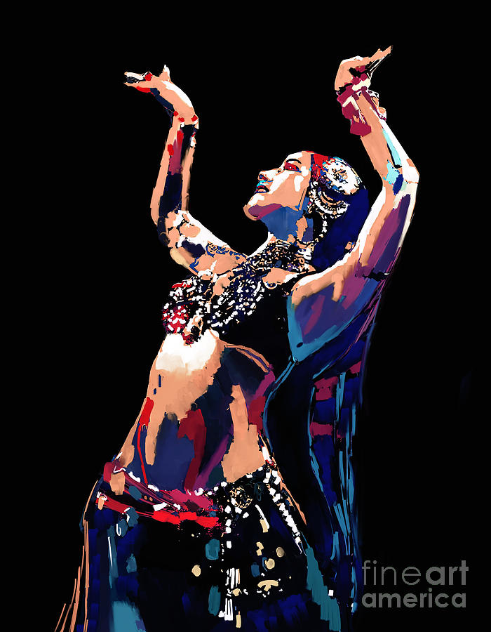 Lovely Dance of Arabian Belly dancer Painting by Gull G