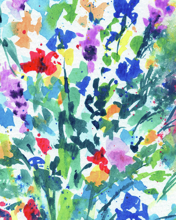 Lovely Dance Of Color Abstract Flowers Contemporary Watercolor Splash I Painting by Irina Sztukowski