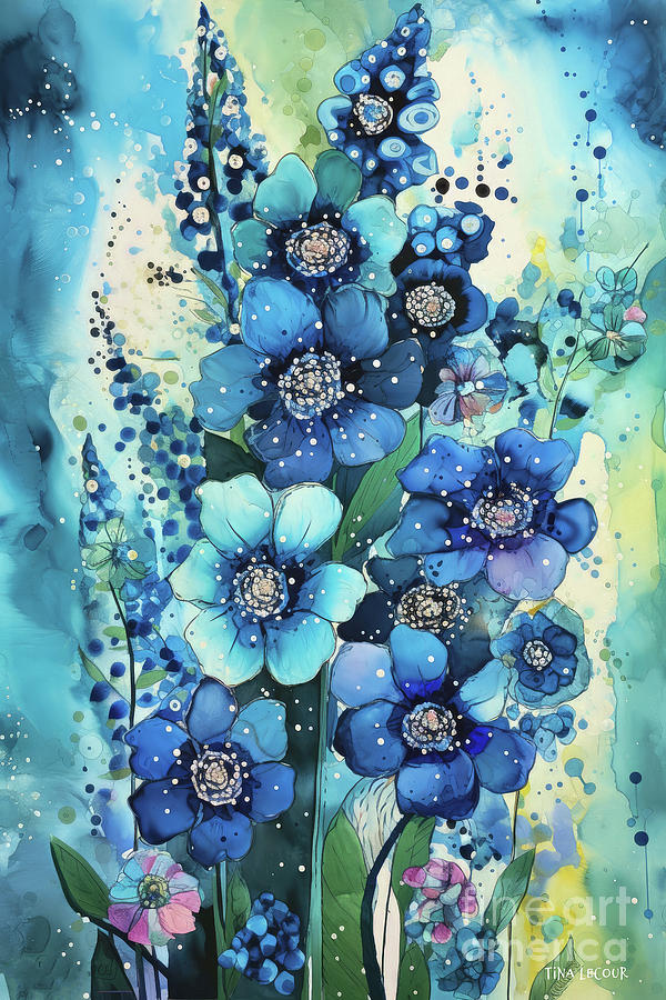 Lovely Delphiniums Painting by Tina LeCour