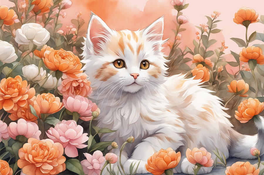 Nature Digital Art - Lovely kitten  by Manjik Pictures