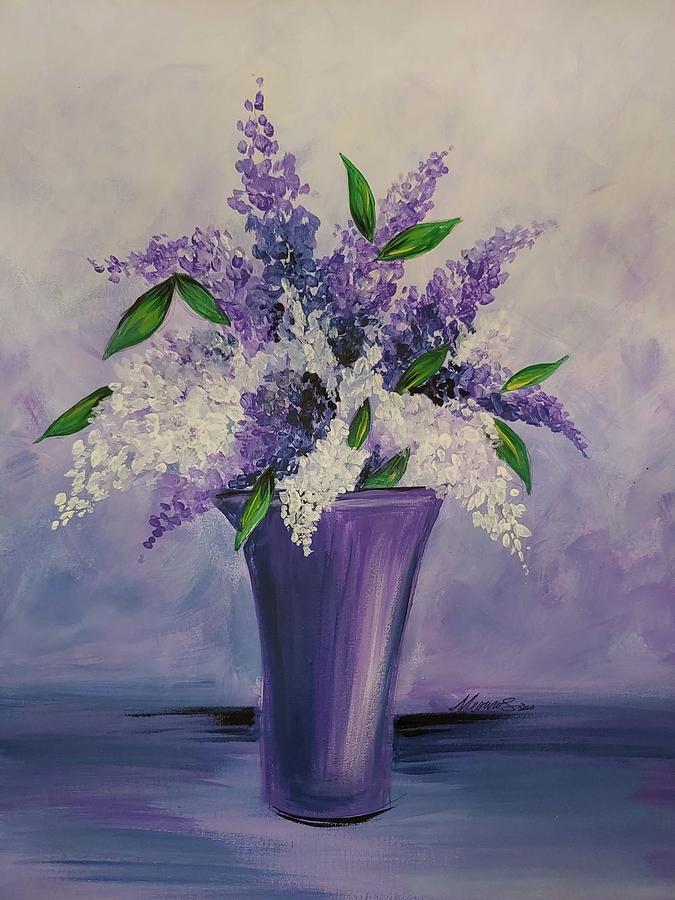 Lovely Lilacs Painting by Karen Mesaros