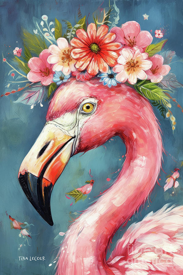 Lovely Pink Flamingo Painting by Tina LeCour