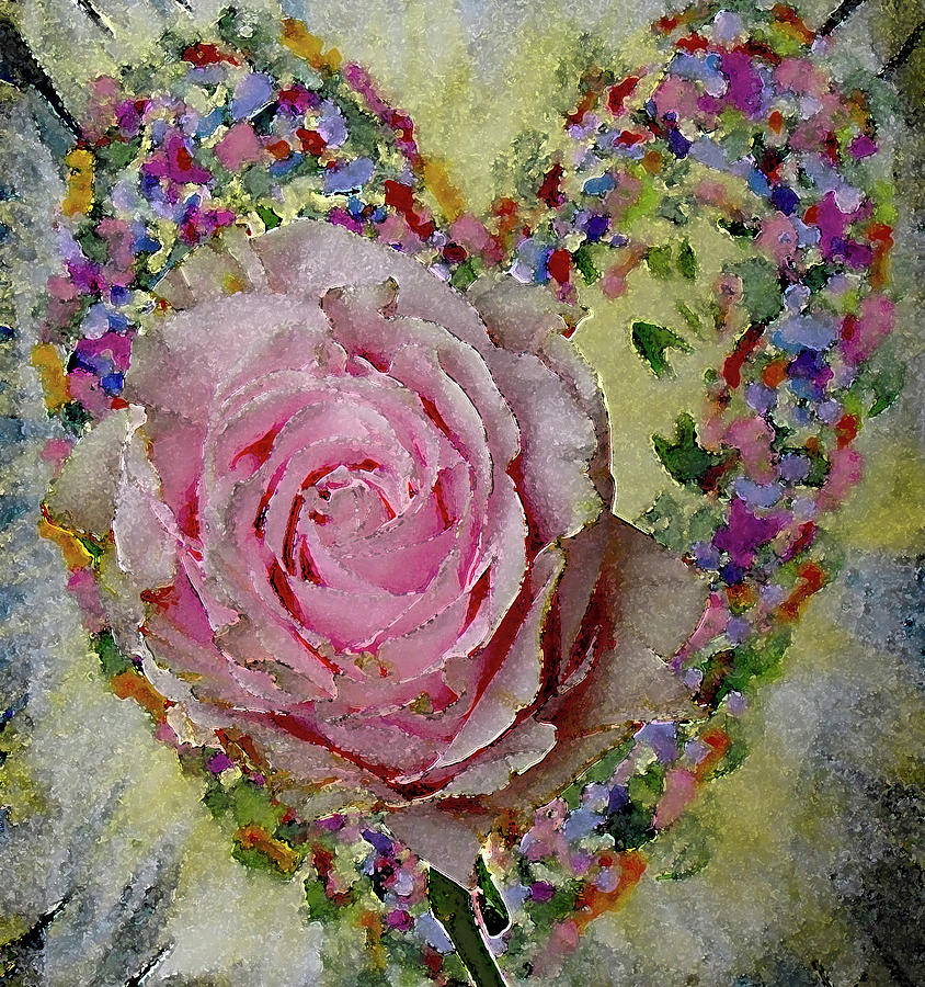 Lovely Pink Rose Mixed Media by Corinne Carroll