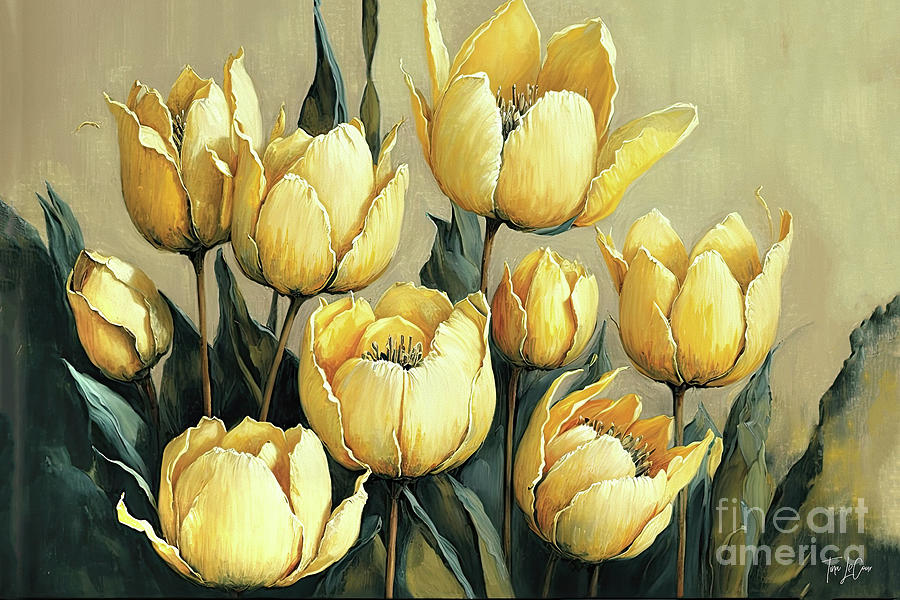 Lovely Yellow Tulips Painting by Tina LeCour
