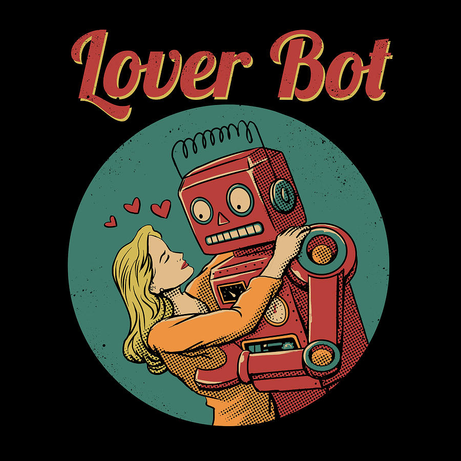 Vintage Digital Art - Lover Bot by Vincent Trinidad