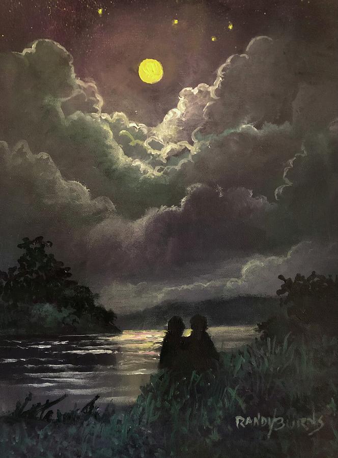Lovers And Moonlight Painting by Randy Burns
