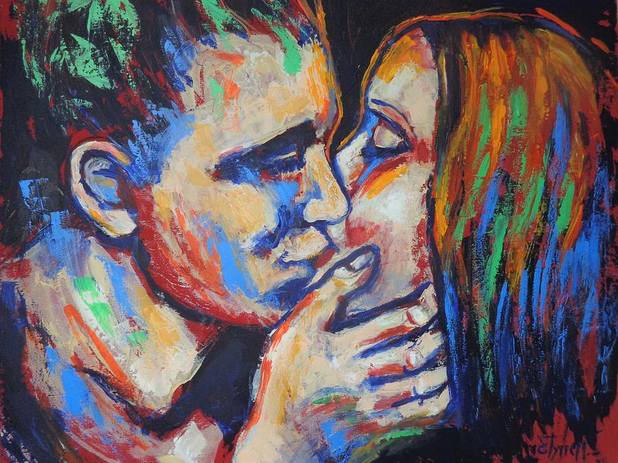 Lovers - Kisses and Colours  Painting by Carmen Tyrrell