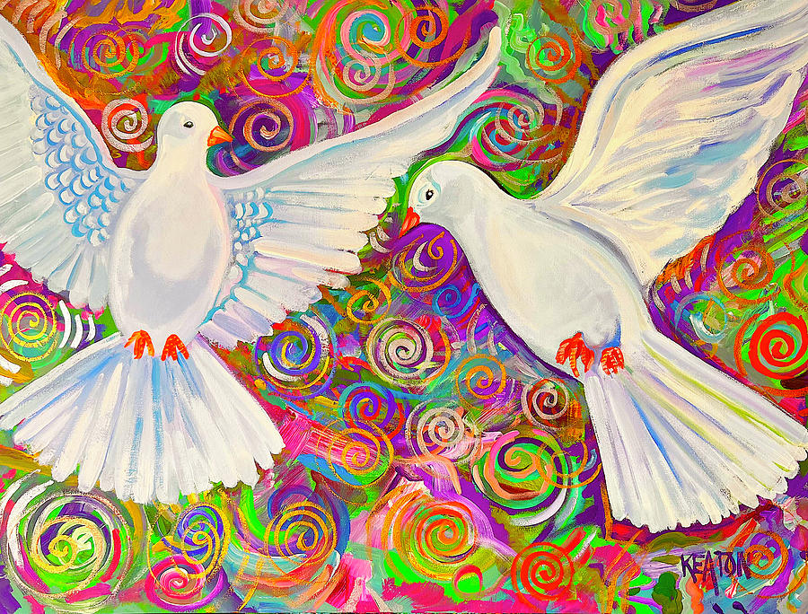 Dove Painting - Lovers Flight by John Keaton