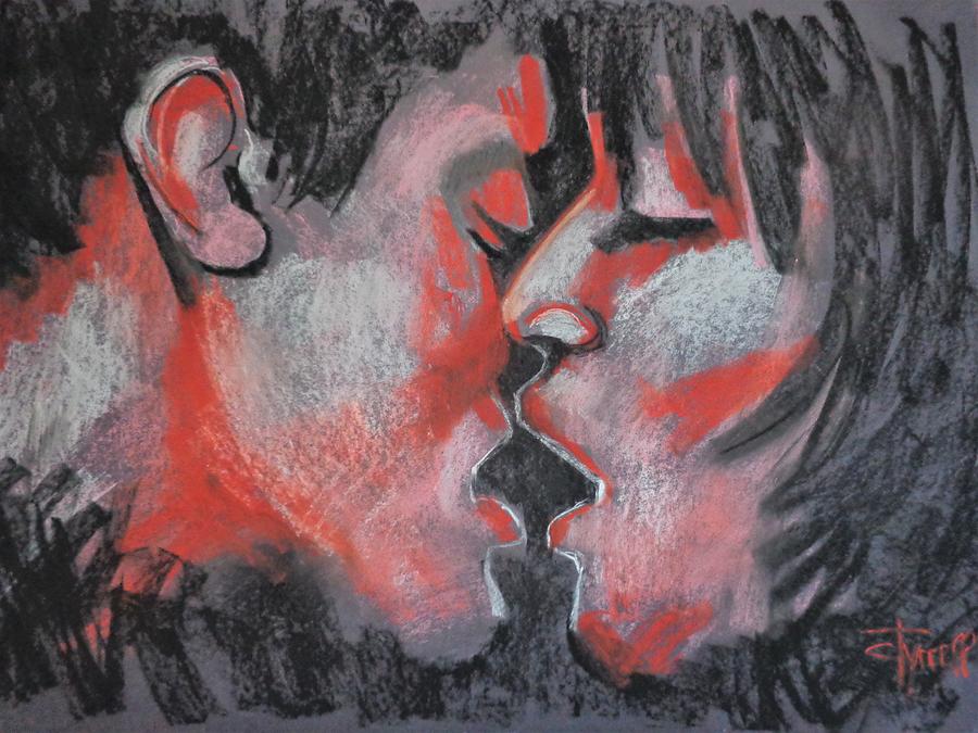 Lovers - Kiss and Fire Drawing by Carmen Tyrrell