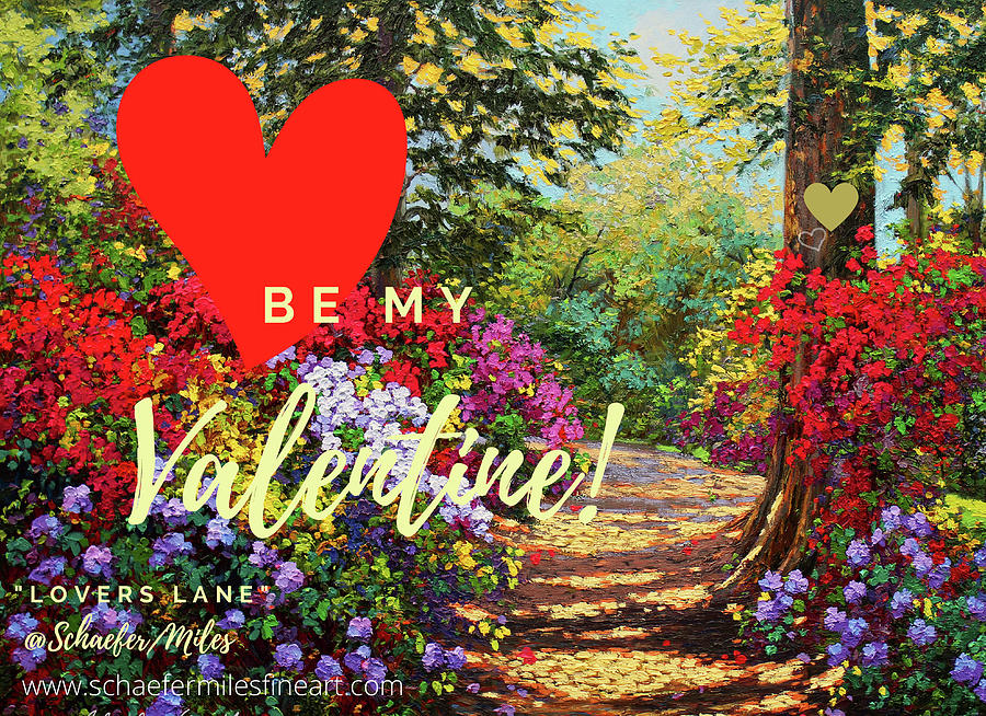 Lovers Lane Valentines Day Card Painting by Kevin Wendy Schaefer Miles