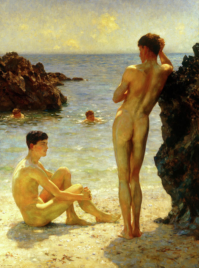 Henry Scott Tuke Painting - Lovers of the Sun, 1923 by Henry Scott Tuke
