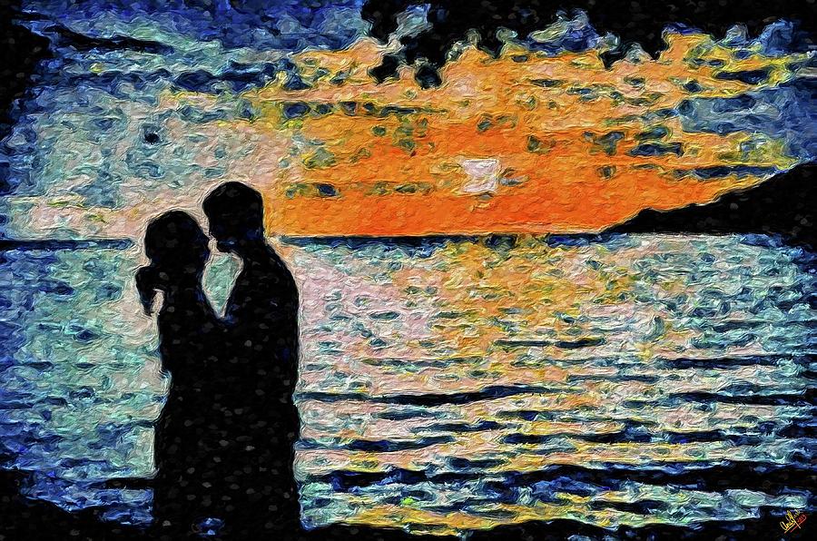 Nature Painting - Lovers on Sunset - 1 by Anas Afash