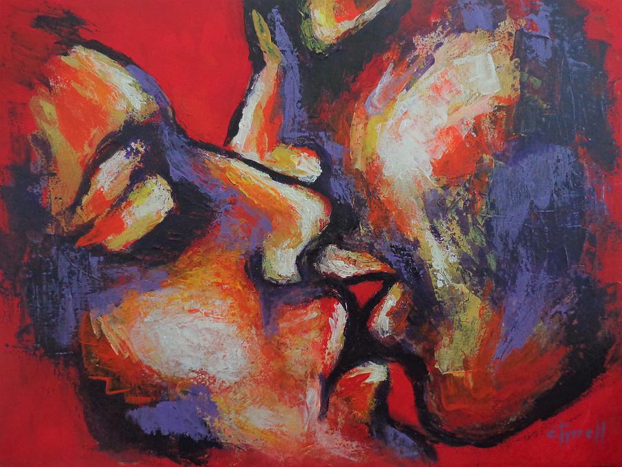Lovers - Red - The Colour Of Love 3 Painting by Carmen Tyrrell