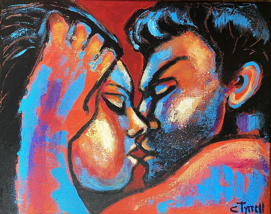 Valentines Day Painting - Lovers - Valentines Kiss 1 by Carmen Tyrrell