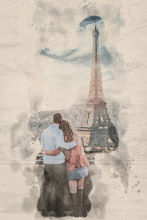 Paris Digital Art - Lovers View. by Steve Whitham