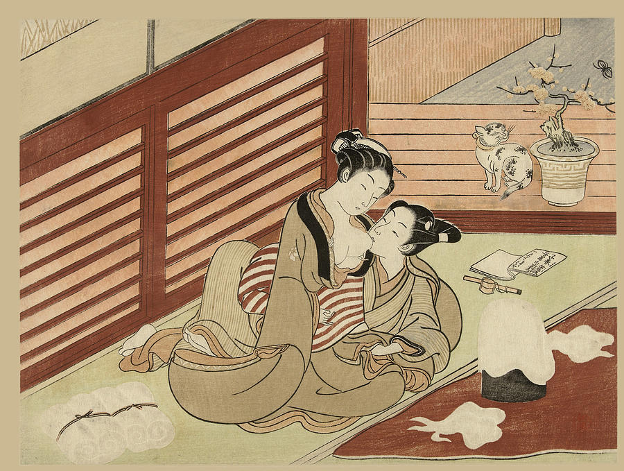Loving couple Drawing by Suzuki Harunobu