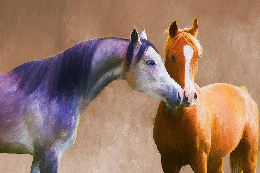 Loving Horse Couple Digital Art by Steve Ladner
