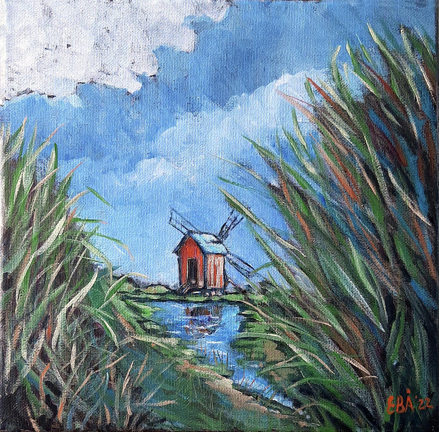 Loving Windmill Painting by Elaine Berger
