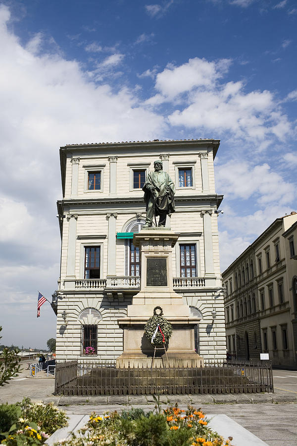 Low angle view of a statue in front of a building, Giuseppe Garibaldi, Florence, Italy Photograph by Glowimages