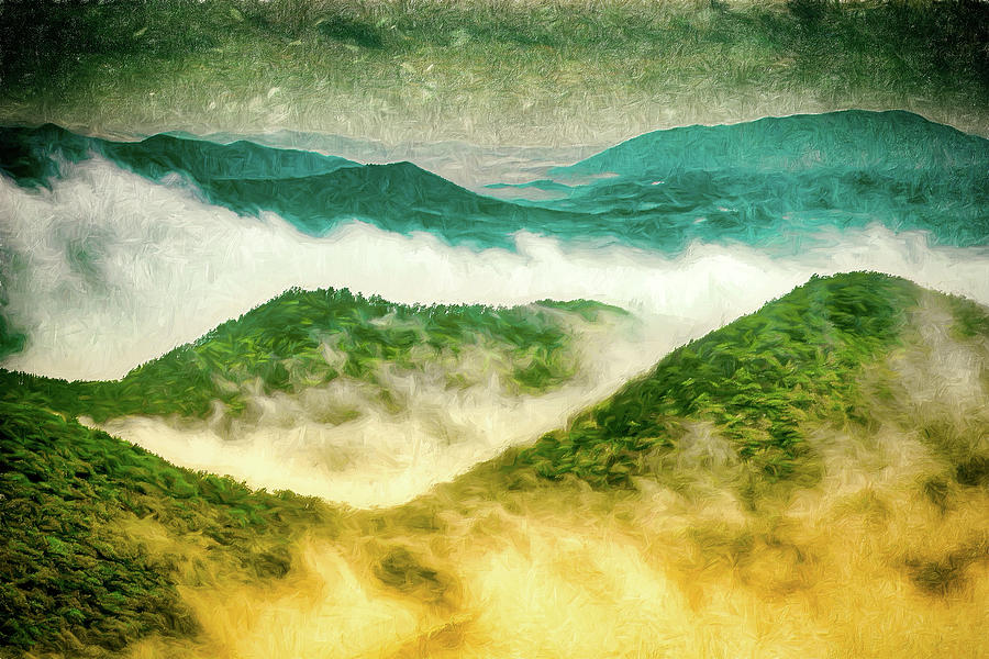Low Clouds and Mountain Tops ap Painting by Dan Carmichael