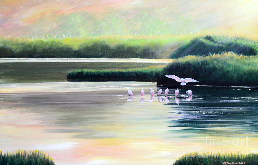 Low Country Roseate Spoonbill Painting by Pat Davidson
