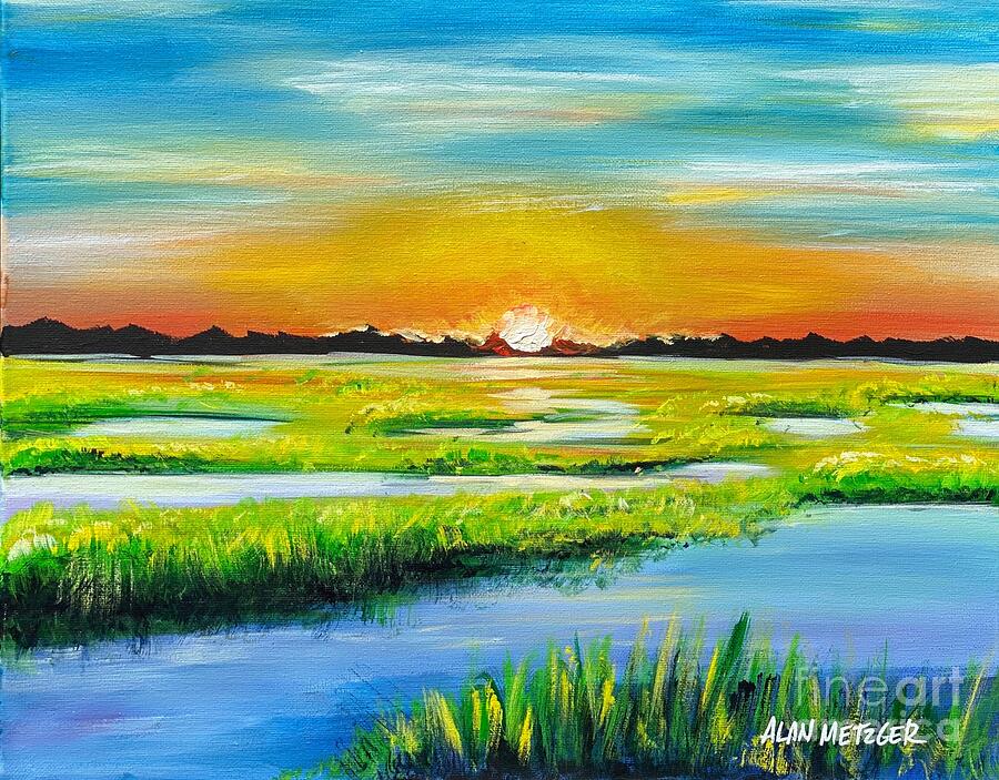 Low Country Sunset Painting by Alan Metzger
