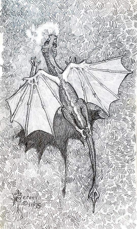 Low-Flying Dragon Drawing by Merana Cadorette