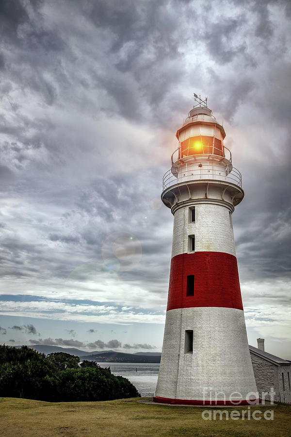 Architecture Photograph - Low Head Lighthouse as a storm rolls in. Situated on the mouth o by Jane Rix