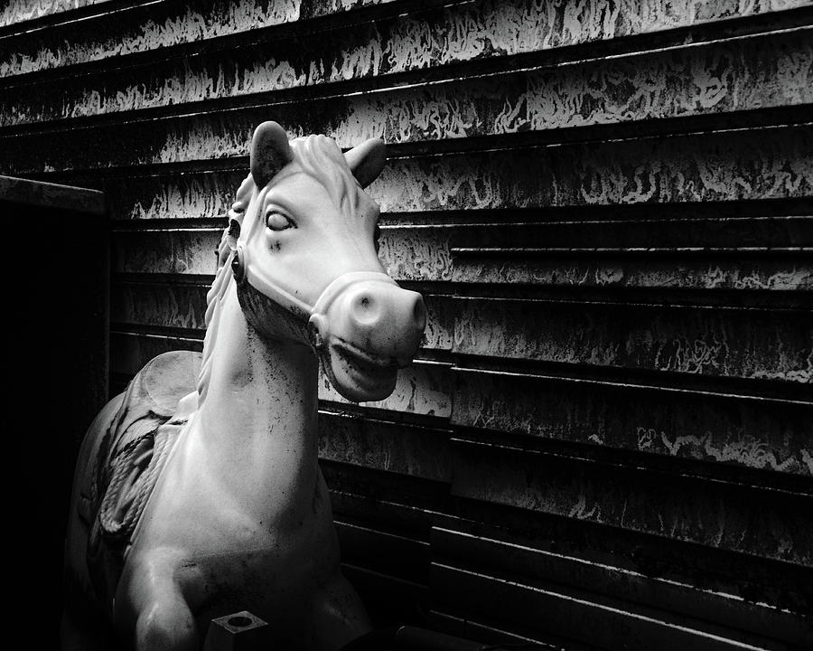 Low Key Abandoned Hobby Horse Photograph by Kristia Adams