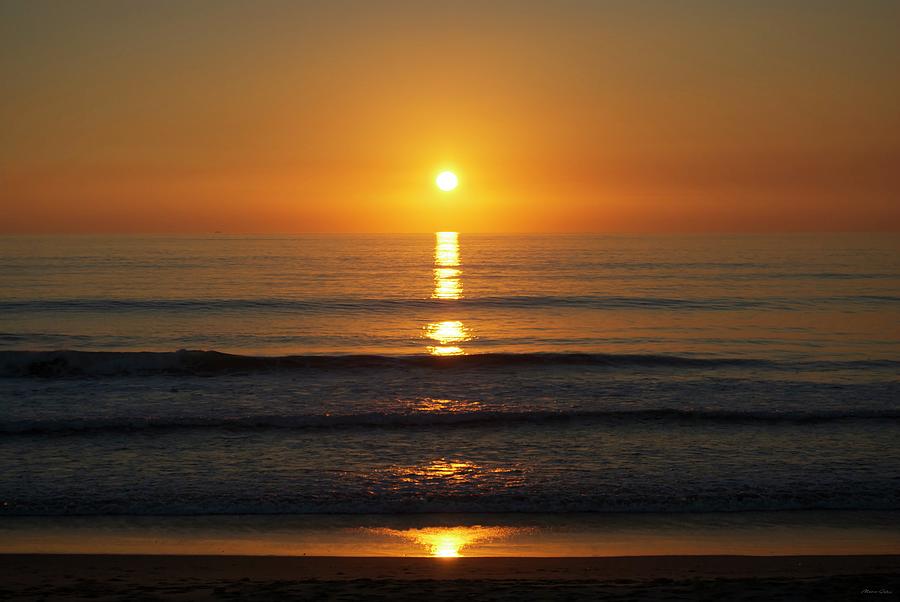 Beach Sunset Over Ocean Horizon Photograph by Marco Sales - Fine Art ...