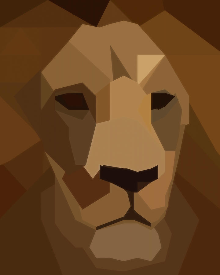 Low Poly Lion Head Digital Art by Dan Sproul