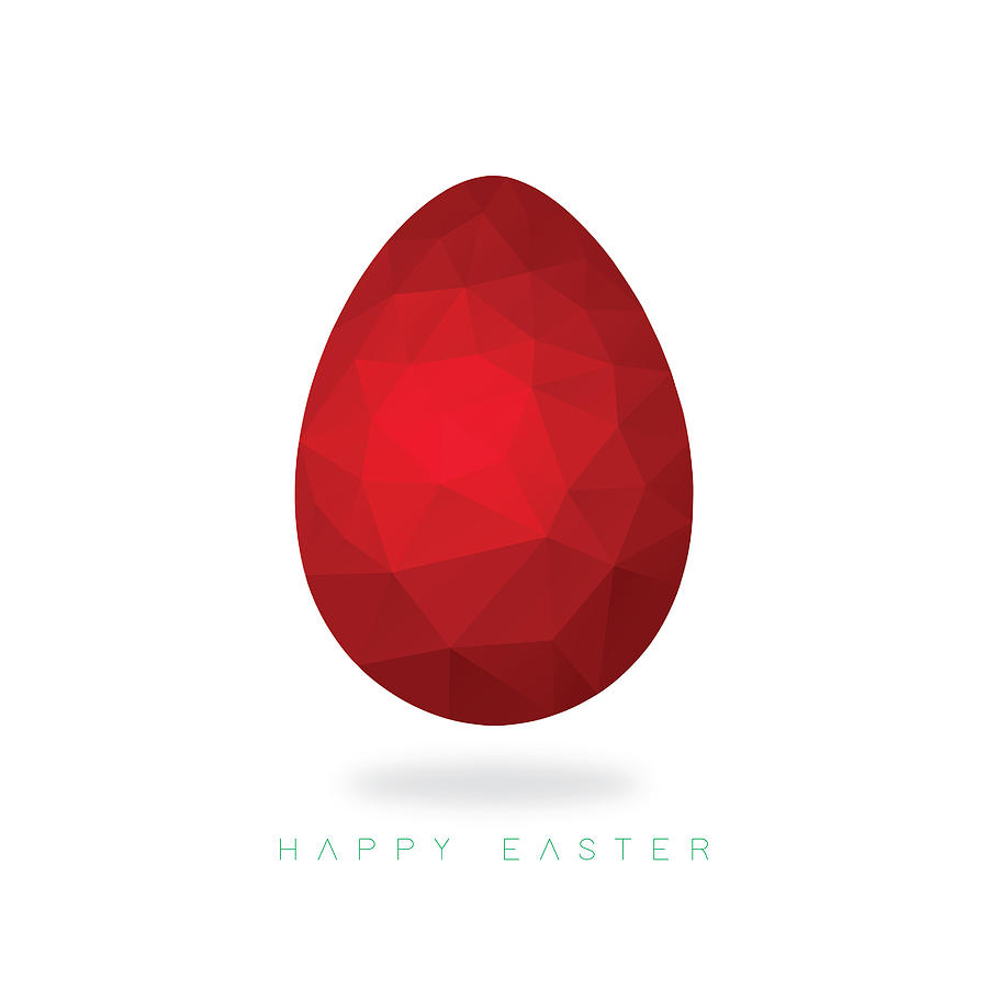 Low poly red Easter egg on an ice white background Drawing by Marabird